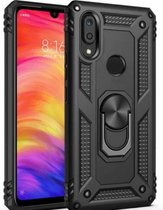 Samsung Galaxy A20E Stevige Magnetische Anti shock ring back cover case- schokbestendig-TPU met stand – Zwart + Gratis screenprotector