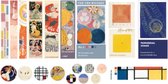 Kleur Vlakken Mondriaan Stickers Pocket Tapes | Leuke Stickers in een Klein Herbruikbaar Etuitje | Stickers voor Brieven | Bullet Journals | Journalling | Plakboeken | Leuke Printe