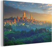 Lever de soleil sur San Gimignano près de la Toscane en Italie Aluminium 120x80 cm - Tirage photo sur aluminium (décoration murale en métal)
