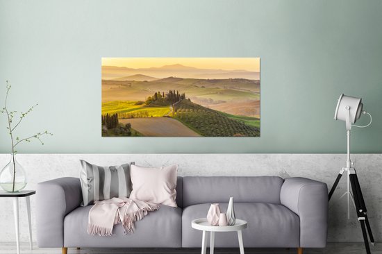 Vue des paysages toscans au cours de la matinée Aluminium 160x80 cm - Tirage photo sur aluminium (décoration murale en métal)