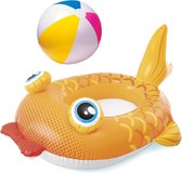 Intex opblaasboot voor kinderen, vis 132x94cm + strandbal, Ø 61 cm  Ideaal voor in het zwembad, op vakantie of op het strand.