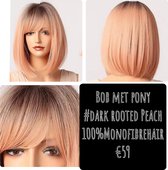 Pruik verstelbaar Monofibrehair net echt haar Wig Haarstuk BOB 180%Dichtheid PEACH BLOND