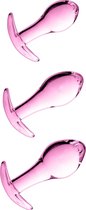 Glossy Toys 17 - Glazen Buttplug - 3 stuks - Roze
