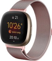 YPCd® Fitbit Sense - Sense 2 bandje - Roze - Milanees Roestvrij Staal - Small