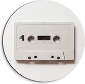 Dibond Wandcirkel - Cassettebandje op Witte Achtergrond - 40x40cm Foto op Aluminium Wandcirkel (met ophangsysteem)