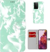 Voor Samsung Galaxy S21 Ultra 5G Cloud Fog Patroon Horizontale Flip Lederen Case met Houder & Kaartsleuf & Portemonnee (Mintgroen)