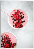 Dibond - Roze Smoothiebowl - 40x60cm Foto op Aluminium (Wanddecoratie van metaal)