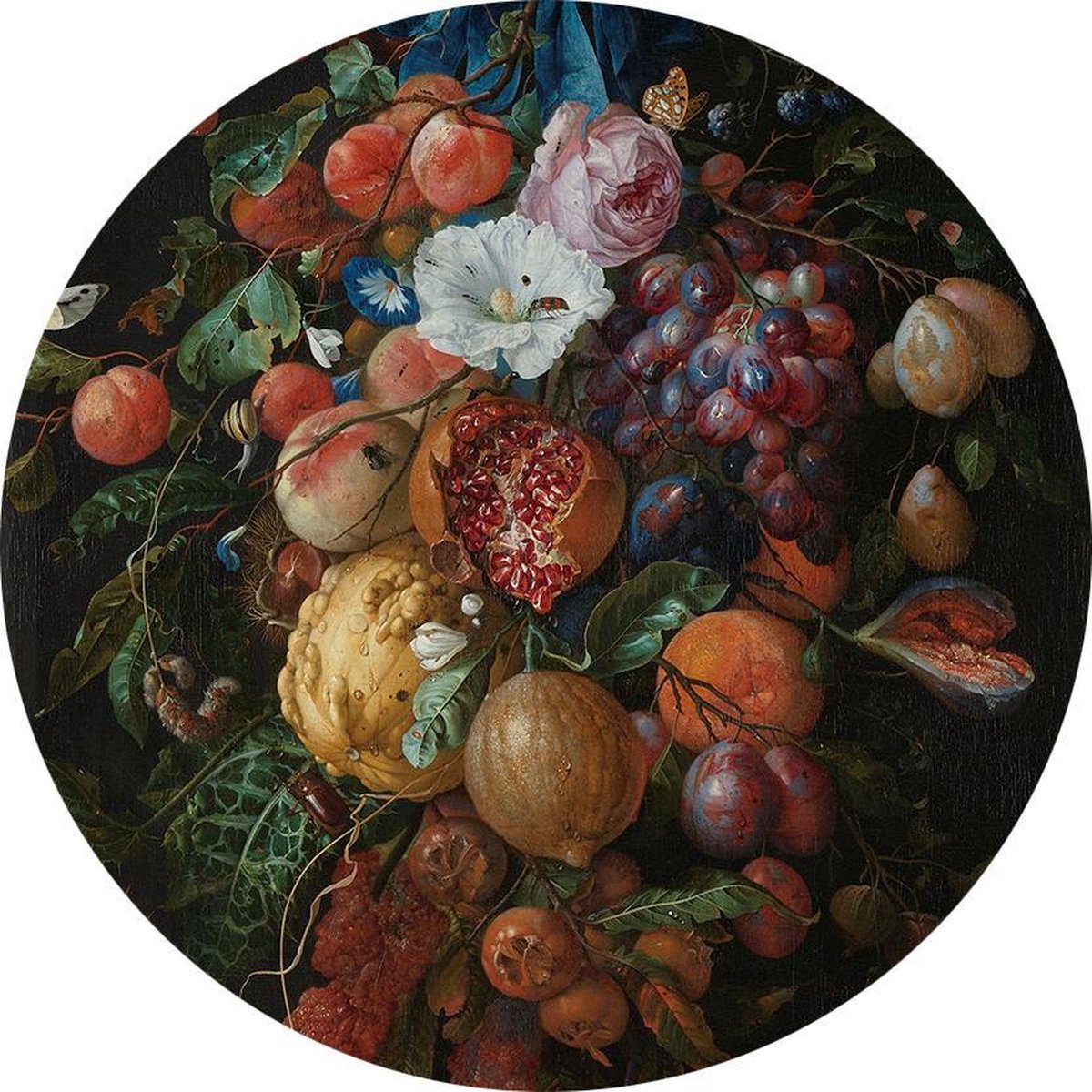 Festoen van vruchten en bloemen, Jan Davidsz. de Heem - Foto op Behangcirkel - ⌀ 150 cm