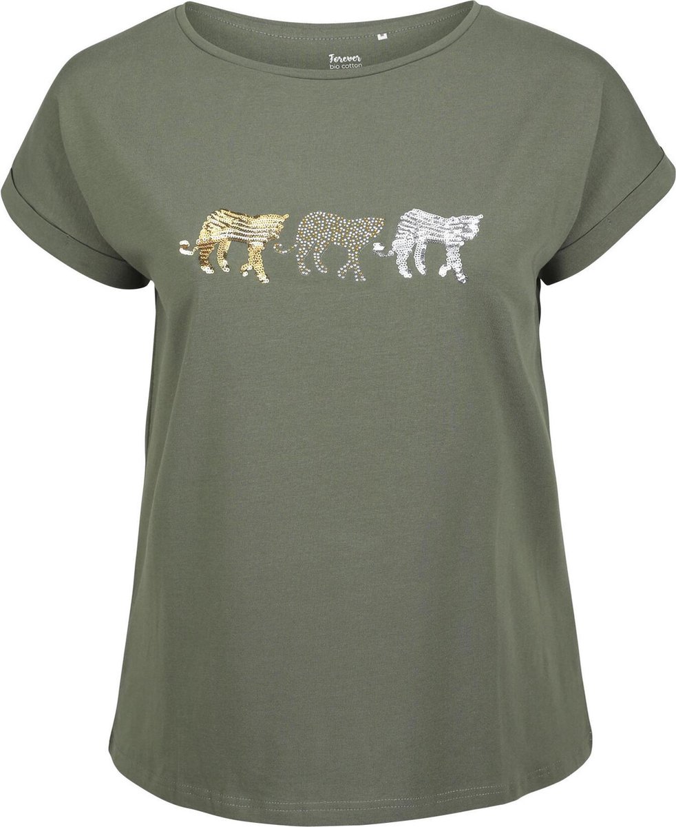 T-shirt met tijgermotief in biologisch katoen