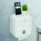 Bewello® - WC Rolhouder - Toiletrolhouder - Zelfklevend WC Kastje - Wit met Grijs - 205 x 125 x 220 mm