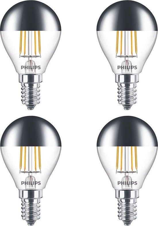 Bij wet de studie Geavanceerde 4 stuks Philips led kopspiegellamp Zilver E14 4W 397lm 2700K Niet dimbaar |  bol.com