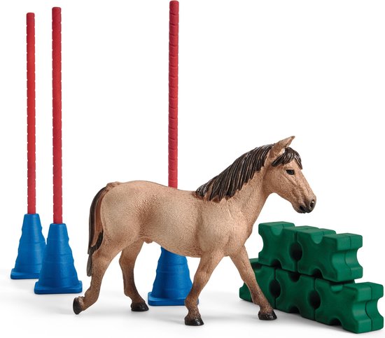 Foto: Schleich farm world pony slalom speelfigurenset kinderspeelgoed voor jongens en meisjes 3 tot 8 jaar 42483