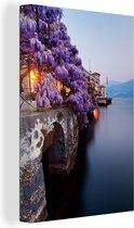 Un buisson de glycine plane sur la toile du lac de Côme 80x120 cm - Tirage photo sur toile (Décoration murale salon / chambre) / Peintures Fleurs sur toile