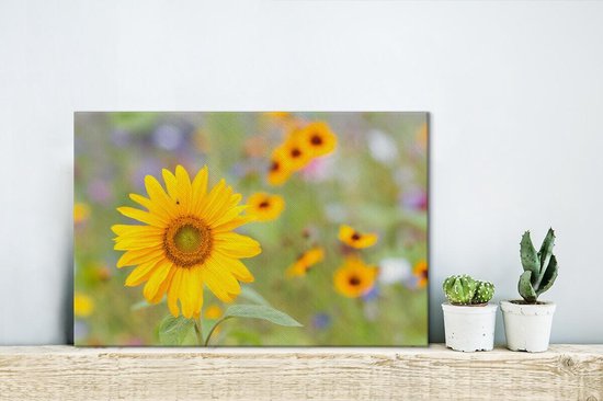 Toile de tournesol 30x20 cm - petit - Tirage photo sur toile (Décoration murale salon / chambre) / Peintures Fleurs sur toile