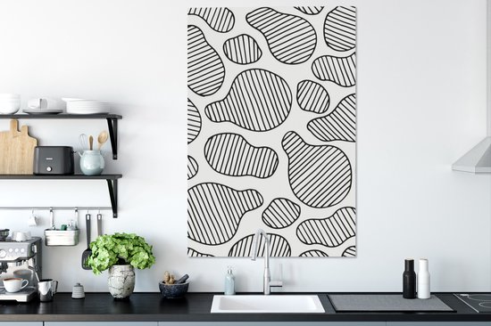 Motif taches à rayures noir et blanc 80x120 cm - Tirage photo sur toile (Décoration murale salon / chambre)