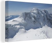 Canvas Schilderij Panoramisch uitzicht op bergtoppen van de Zwitserse Aletschgletsjer - 90x60 cm - Wanddecoratie