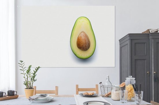 Canvas schilderij 150x100 cm - Wanddecoratie Gesneden avocado met pit - Muurdecoratie woonkamer - Slaapkamer decoratie - Kamer accessoires - Schilderijen op canvas