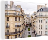 Canvas Schilderij Parijs - Appartement - Architectuur - 120x80 cm - Wanddecoratie