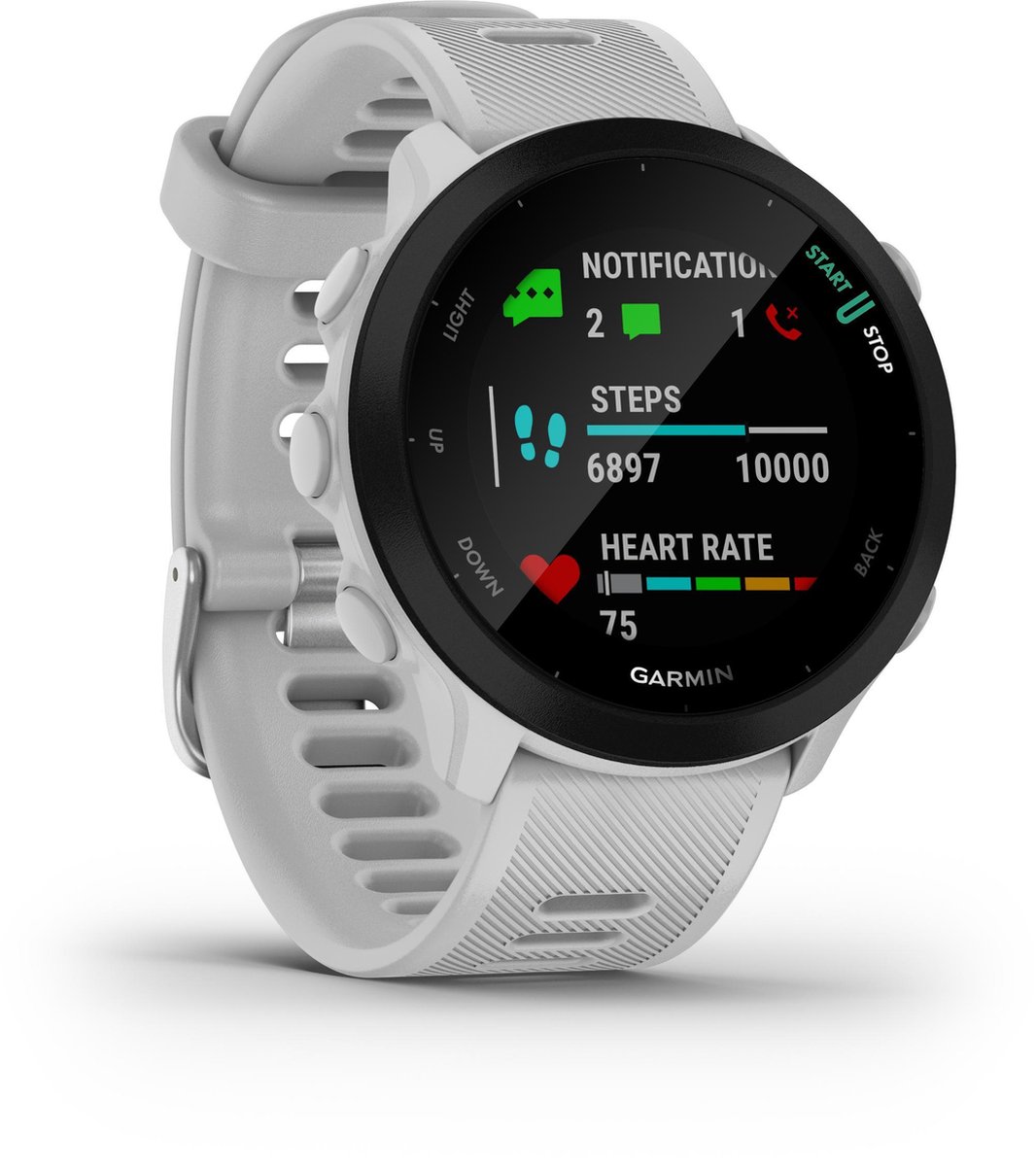 Afbeelding 2 van Garmin Forerunner 55 - Sporthorloge met GPS Tracker - Geschikt voor Hardlopen - 42mm - Whitestone