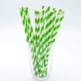 Doodadeals® Papieren Rietjes - Groen & Wit - 25 stuks - 20 cm - Kartonnen Rietjes - Paper Straws