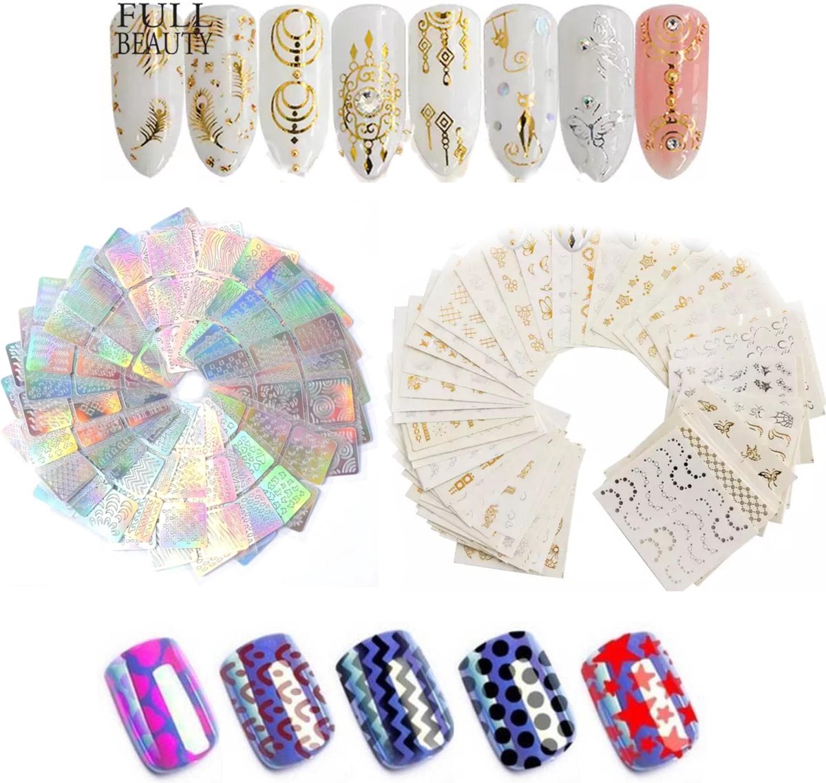 Goedkoopste GUAPÀ - Nail Art Nagel Sjabloon Stickers 42 vellen - Zelfklevende Nagelstickers & Nageldecoratie 3D Goud en Zilver