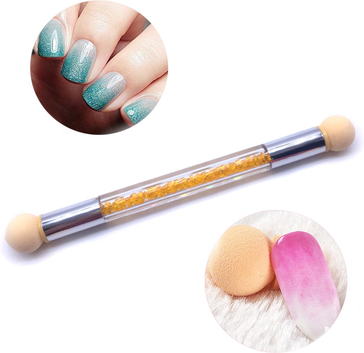 Goedkoopste GUAPÀ - Nail Art Blooming Spons & Stempel Penseel voor het maken van Babyboom en Holografisch effecten op je nagels - Kleur Goud