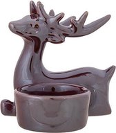 TheeLichthouder Keramiek - Waxinelichthouder - Lustre Finish Deer Antlers Bordeaux - ø11x9cm