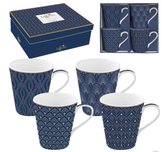 EASY LIFE - GIFBOX - SET VAN 4 PORSELEINEN KOFFIE MOKKEN -  ART DECO’ - 300 ML