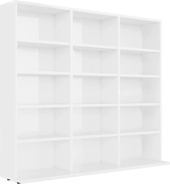 boekenkast - hoogglans wit - cd - boeken- kast - dvd - games - schappen -  meubel -... | bol.com