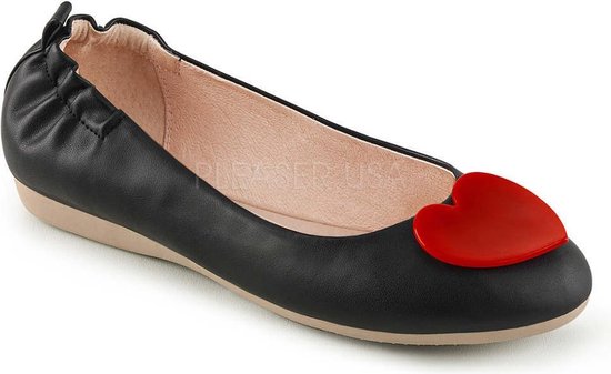 Ballerine pliable Olive-05 avec talon élastique et détail coeur rouge noir  - Vintage... | bol.com