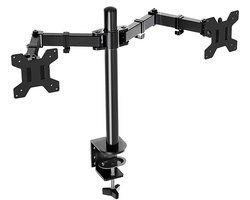 PALMAT® Dubbele Monitor Arm – Metalen Beeldscherm Beugel – Monitorarm - 2 Schermen - Kantelbaar, Draaibaar en Wendbaar – Thuiswerken – 9 Kg - 27 inch - Zwart