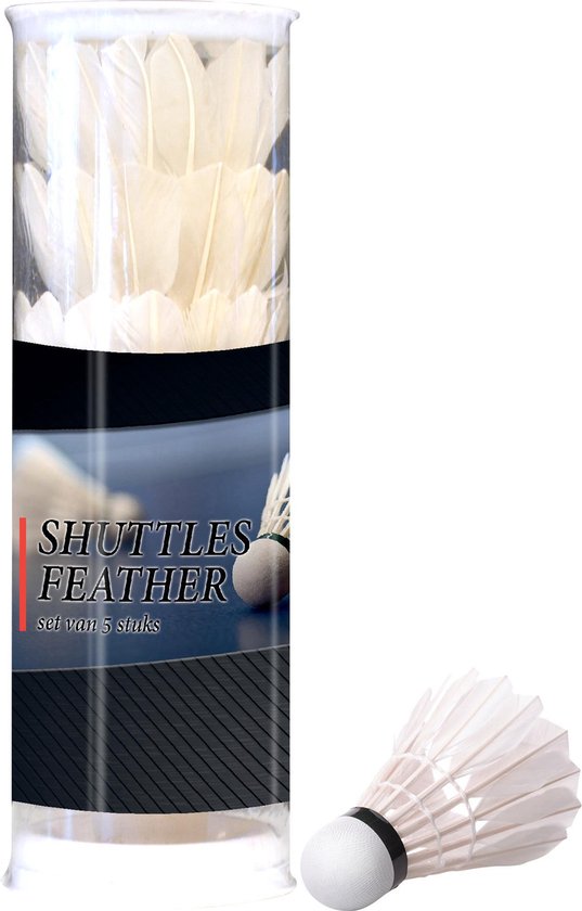 Set van 15x stuks badminton shuttles met veertjes wit Veren shuttles