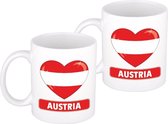 4x stuks hartje vlag Oostenrijk mok / beker 300 ml - Landen supporters feestartikelen