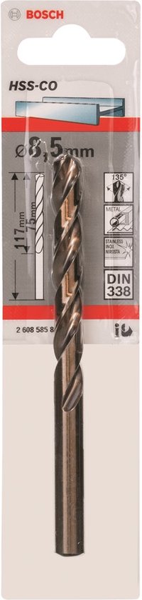 Bosch - Forets métalliques HSS-Co, Standard 8,5 x 75 x 117 mm