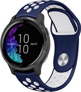 Siliconen Smartwatch bandje - Geschikt voor  Garmin Venu sport band - blauw/wit - Horlogeband / Polsband / Armband