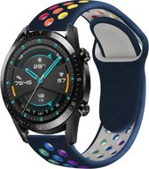 Siliconen Smartwatch bandje - Geschikt voor  Huawei Watch GT sport band - kleurrijk donkerblauw - 46mm - Horlogeband / Polsband / Armband