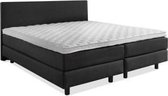 Beddenleeuw Boxspring Bed Mila - 90x220 - Incl. Hoofdbord + Matras - Lederlook Zwart (Skai)