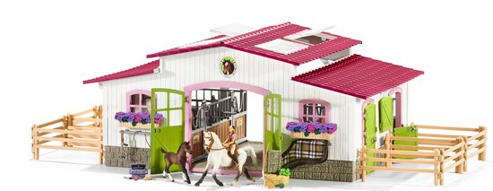 Schleich Horse Club Speelfigurenset - Paardenmanege met Ruiter - Kinderspeelgoed voor Jongens en Meisjes - 5 tot 12 jaar - 44 Onderdelen - 42344