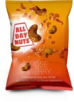 All Day Nuts | 6x 50 Gram Rose Merry een party mix met cashewnoten rozemarijn en honing.