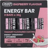 2KEEP energiereep/bars - Raspberry flavour 3 bars x 30 g - Voor en Na het sporten - Eet makkelijk weg en levert snel energie