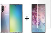 Samsung Note 10 Hoesje - Samsung Galaxy Note 10 hoesje siliconen case transparant - 1x Samsung Galaxy Note 10 Screenprotector Full Cover