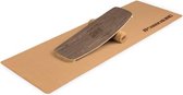 BoarderKING Indoor board Curved balance board + mat + roller hout / kurk - 29 x 15 x 83 cm