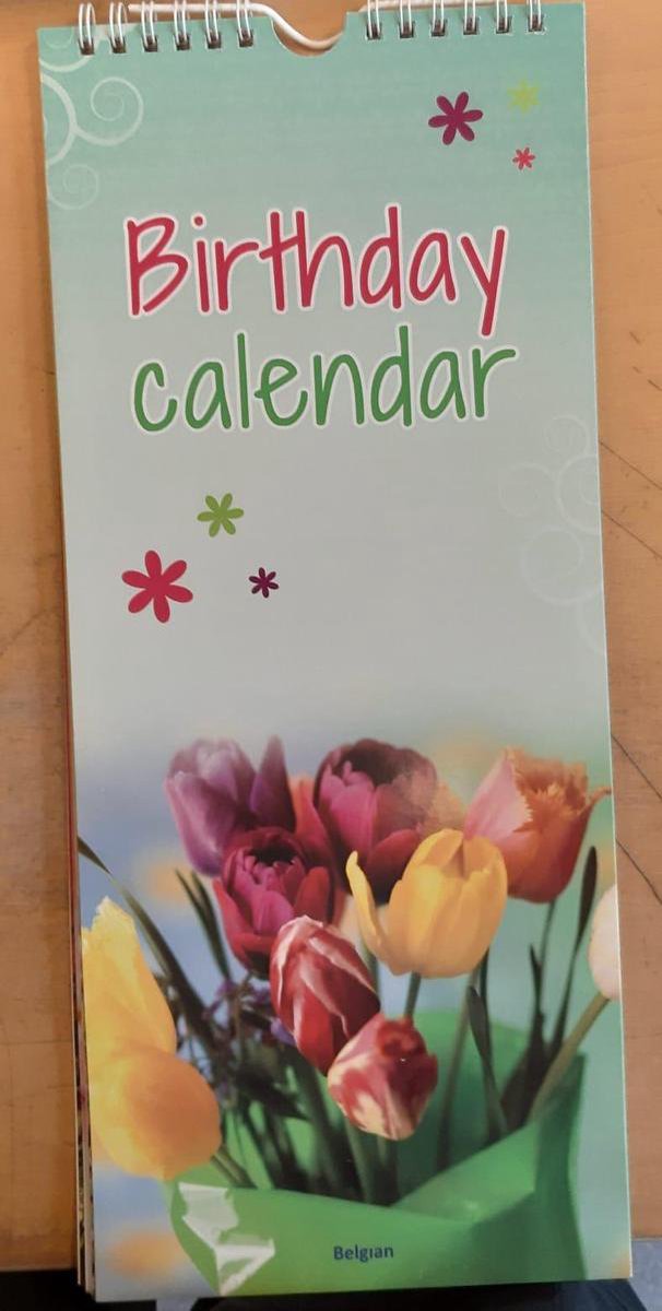Verjaardagskalender Bloemen - Geen jaartal - Ophangbaar - 14,5 x 34,5 x 0,6 cm