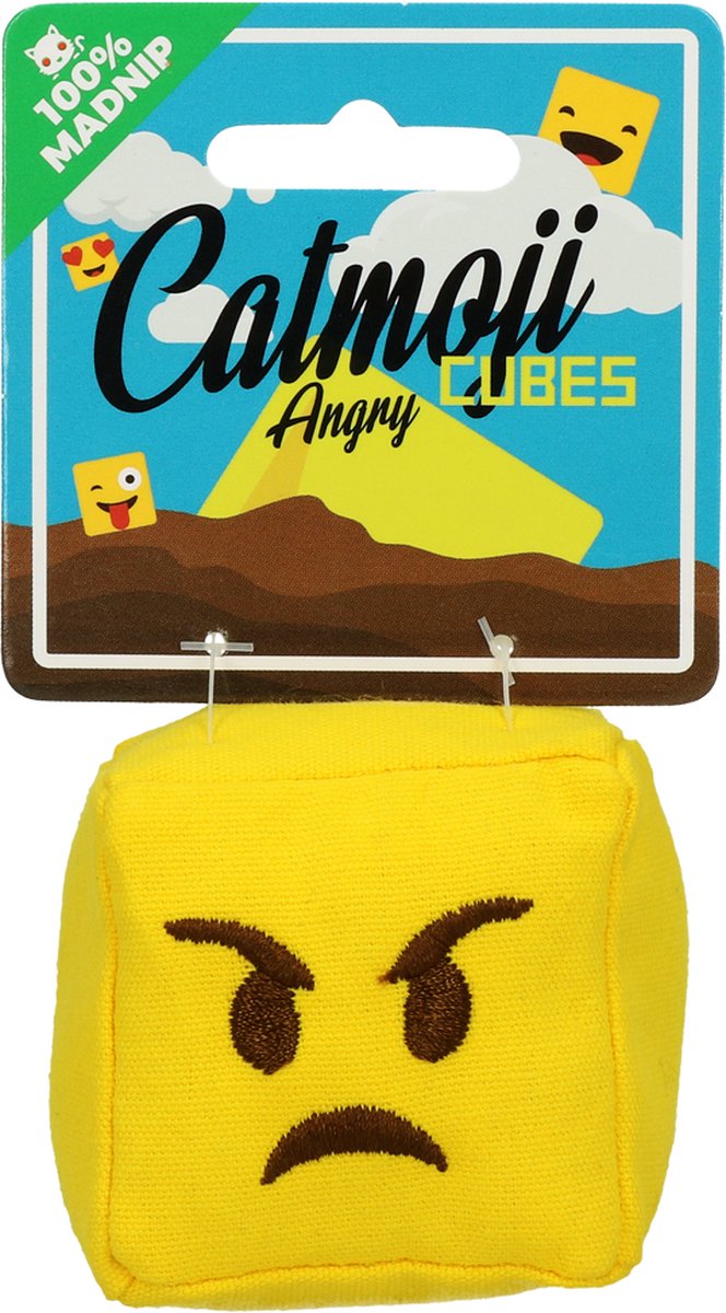 Emoji Cat Cube Angry (met MadNip) Speelgoed voor katten - Kattenspeelgoed - Kattenspeeltjes