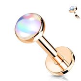 piercing rose gold plated Iridescent steen top wit