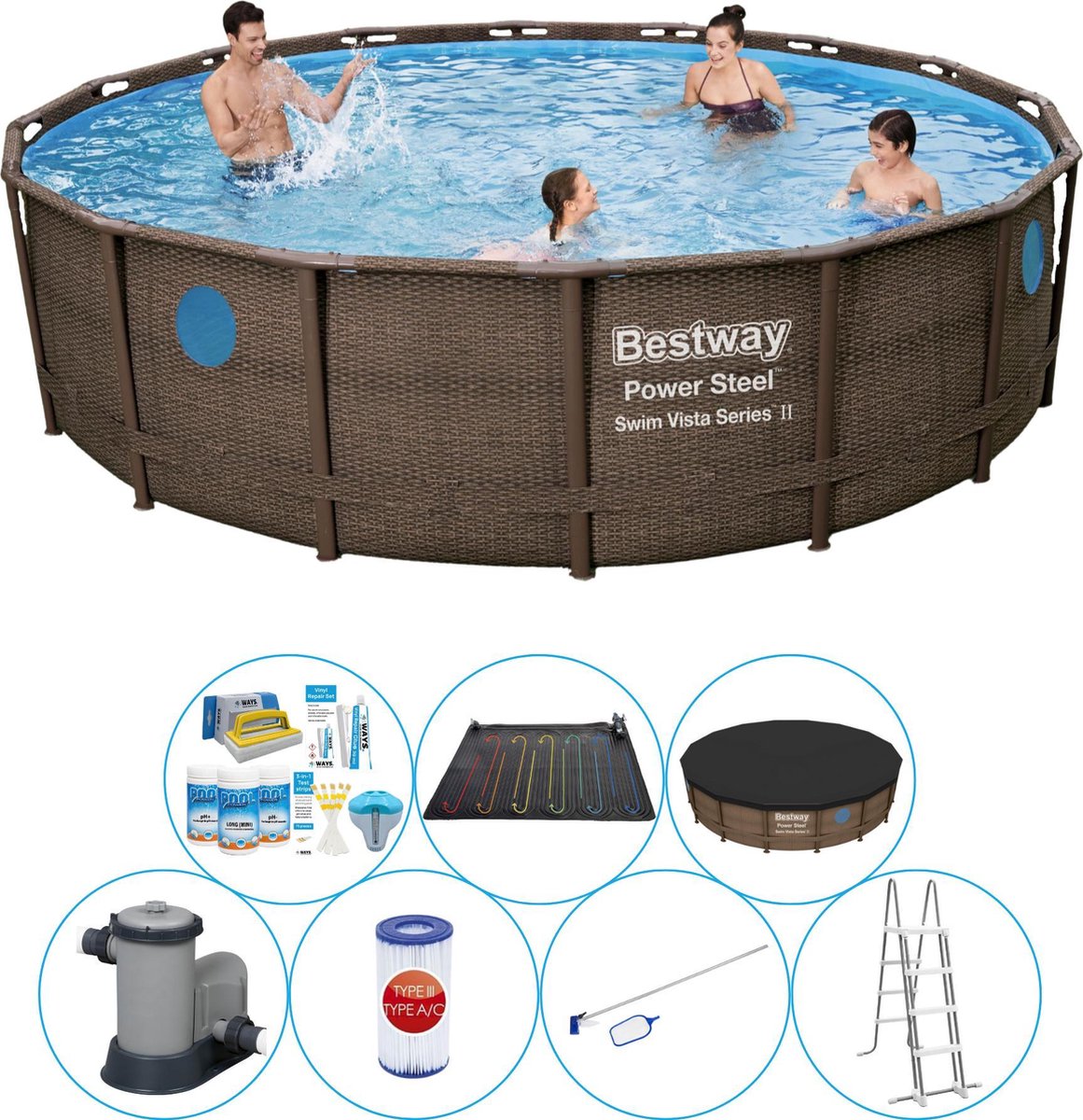 Power Steel Swim Vista ROND 488x122 cm - Zwembad Deal