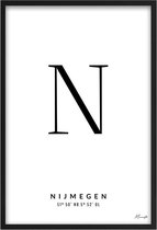 Poster Letter N Nijmegen A4 - 21 x 30 cm (Exclusief Lijst)