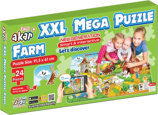 Akar Toys - Ferme - Puzzle / Puzzle XXL / Tapis de jeu / Jouets