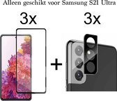 Beschermglas Samsung S21 Ultra Screenprotector Full 3 stuks - Samsung Galaxy S21 Ultra Screenprotector - Samsung S21 Ultra Screen Protector Camera - 3 stuks