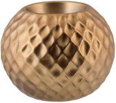 TheeLichthouder Keramiek Rond - Waxinelichthouder - Diamond Pattern Brass - ø11cm